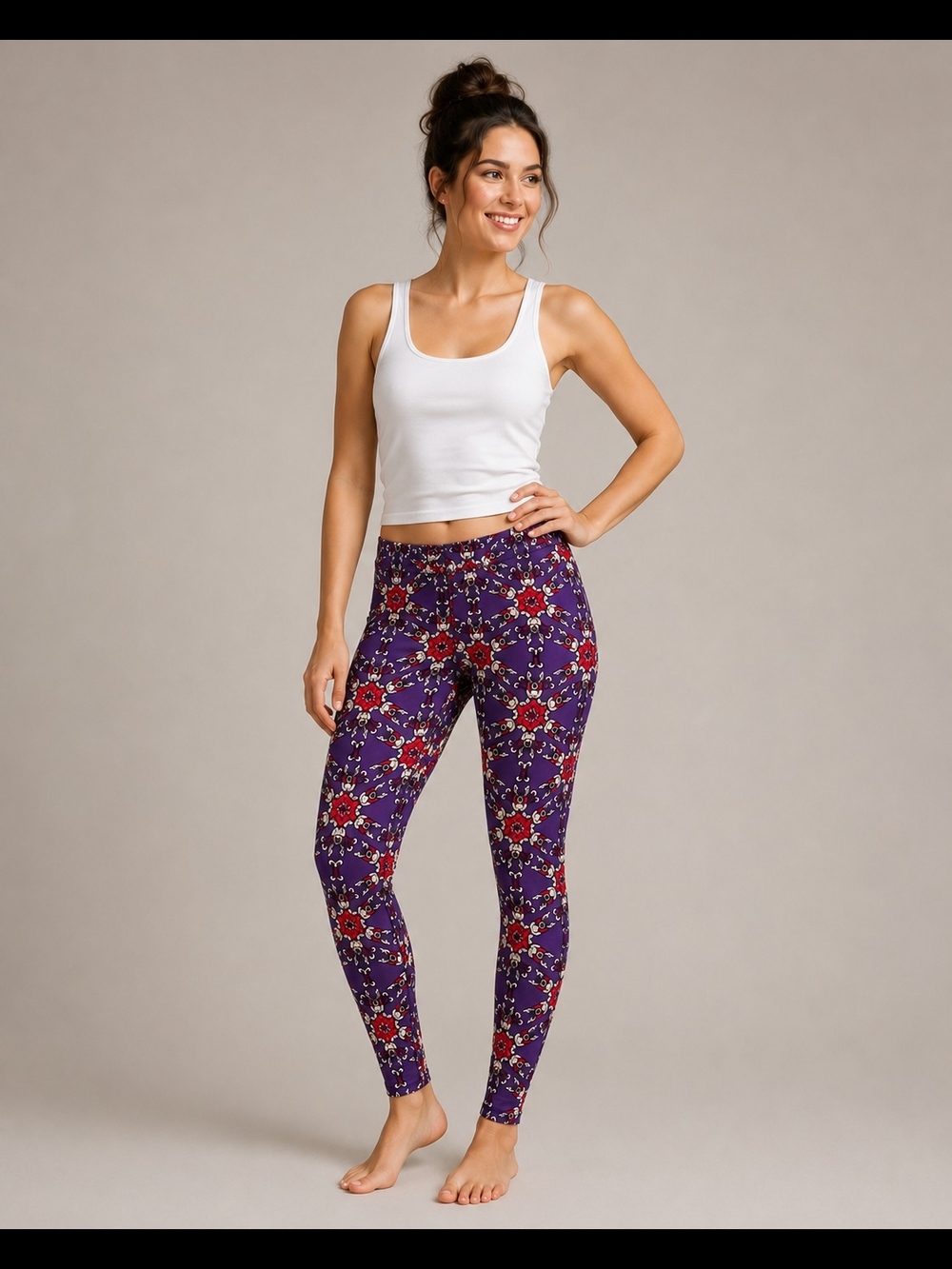 Agnes & Dora Purple Floral Stretch Leggings - NWT